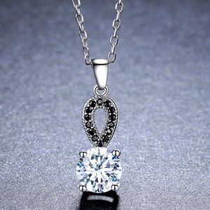 Sterling Silver Simulated Diamond Pendant Necklace